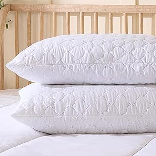 Slumberdown Hotel Quality Pillows 2 Pack - Bouncy Firm Support Side Sleeper Pillow for Neck, Back & Shoulder Pain Relief - Comfy, Soft Touch Quilted Cover, Hypoallergenic, Made in the UK (48 x 74cm)