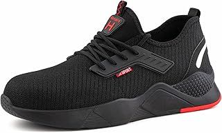 Hitmars Safety Trainers Mens Womens Steel Toe Cap Trainers Lightweight Work Trianers Safety Shoes Breathable Non Slip Protective Industrial Sneakers Black Size 3.5-12