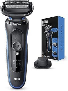 Braun Series 5 Electric Shaver, with Precision Trimmer Attachment for Moustache & Sideburns Trimming, 100% Waterproof, 2 Pin Bathroom Plug, 50-B1200s, Blue Razor