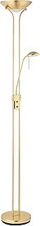 Mother and Child Uplighter Floor Lamp with Reading Light – Satin Brass with Adjustable Reading lamp - Standing Uplighter for Living Room, Bedroom, Dining Room – G9 33W and R7s 230W