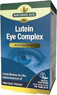 Natures Aid Lutein Eye Complex with Bilberry 90 Tablets (For the Maintenance of Normal Vision, with Alpha Lipoic Acid, Zinc, and Vitamins A, B2, C and E, Vegan Society Approved, Made in the UK)