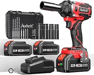 Cordless Impact Wrench, 700Nm/516Ft-lbs Brushless 1/2" Power Battery Impact Gun w/ 2 X 4000 mAh Batteries, 4 Sockets, 4 Drill,4 Screws, 1/2 Inch Impact Driver for Car and Home