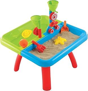 Early Learning Centre ELC Sand And Water Table with Lid Rake Spade For Children From 18 Months Sand Pit Children Water Play Sand Tray Sand Pit Table Toddler Sandpit Outdoor Green And Blue