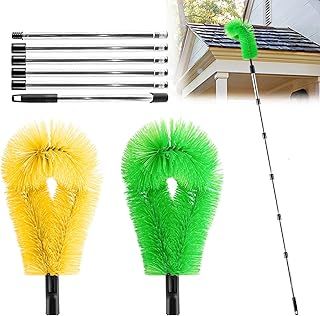 Gutter Cleaning Tools, 10.5 feet Telescopic Gutter Cleaner, Gutter Cleaner Ability to Easily Clear roof Leaves,Debris,Gutter,Hanging Light (2 Brushes)
