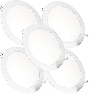 JANDEI – Pack 5 x Recessed LED Downlights, 18W, 1440 Lumen, Round Shape, Recessed Hole Ø 200- Ø 205 mm, Extra-Flat 13 mm Depth, Transformers Included (Cold White 6000k)