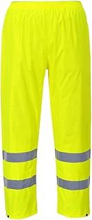 Portwest H441 Waterproof Hi Vis Reflective Safety Rain Pants Lightweight Waterproof Elasticated Waistband Over Work Trousers Mens Workwear Yellow, Large
