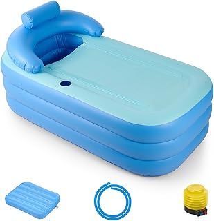 CO-Z Inflatable Portable Adult Bath Tub, Foldable Free-Standing PVC Bathtub w Electric Pump, Anti-Slippery Inflatable Pool for Adult Children Spa Bath