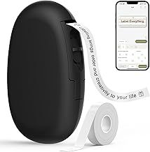 SUPVAN E10 Mini Bluetooth Label Maker Machine with Tape, Continuous Waterproof Label, Versatile App with 40+ Fonts and 600+ Icons, Inkless Labeler for Home, Kitchen, School, Office Organization, Black