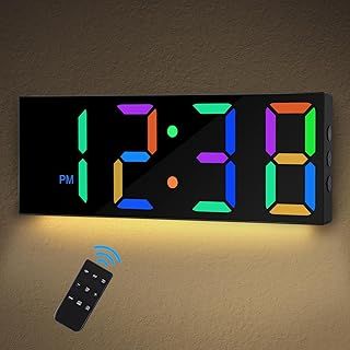Sukeen Digital Wall Clock, Large Digital Clock With Night light, 12" Wall Clock Digital Clock, Digital Clock Wall with 8 Colors Digits, 5-level & Auto Brightness, for Home Office School Workshop