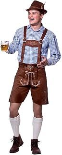 Adult Mens Deluxe Authentic Lederhosen (Faux Suede) - Large