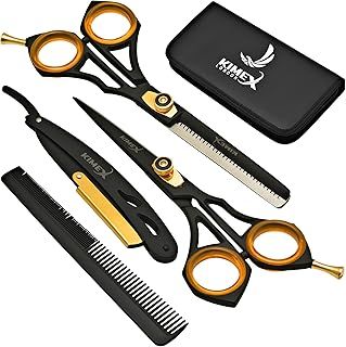 Hairdressing Barber Hair Scissor set for Professional Hairdressers Barbers- Stainless Steel Hair Cutting Shears- Complete set of Scissor+ Thinning Scissor Razor+ Hair Combs+ Leather Cover