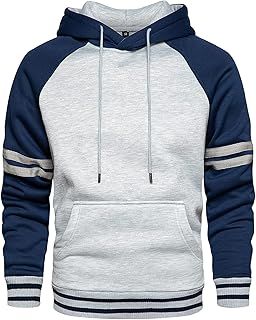 LBL Men's Fleece Hoodie Pullover Casual Hoody Contrast Color Drawstring Sweatshirt with Kanga Pocket