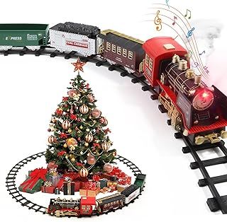 Train Set with Smoke, Sound and Light, Electric Train Track Toy Under Christmas Tree, Christmas Birthday Gift for 3 4 5 6 7 8+ Year Old Kids, Toddlers, Boys and Girls
