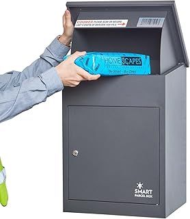 Smart Parcel Box - Wall Mounted Parcel Box Outdoor, Secure Grey Delivery Box for Parcels, Durable & Waterproof, Lockable Weatherproof Parcel Drop Box Suitable For Multiple Large Packages
