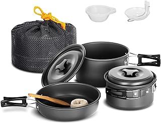 Lixada Camping Cookware Set,Outdoor Camping Cookware Kit Lightweight Pot Frying Pan Non-stick for 2 to 3 People Camping, Hiking, Picnic