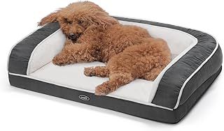 pecute Orthopedic Pet Sofa Bed (M 76 * 46 * 18 cm), Egg Crate Memory Foam Cat Couch Bed with Three Side Bolster for Good Support, Removable Washable Cover, Non Slip Base for Small Medium Dogs & Cats