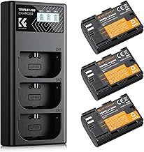 K&F Concept 3-Pack 2250mAh LP-E6NH Battery and Triple Slot USB Charger for Canon EOS R7, R5, R6, R, 5D III IV, 5DS, 5DS R, 6D, 6D II, 7D, 7D II, 80D, 90D