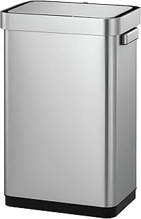 EKO Deluxe Mirage T Sensor Bin, Large 50 Litre Capacity, Brushed Stainless Steel Hands Free Motion Sensor Bin With An Interactive Display, Soft Close, Brushed Stainless Steel