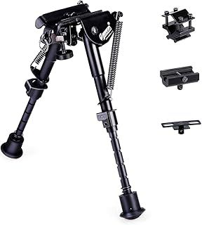 6-9 inches Tactical Extendable Bipod with Sling Mount and 3 Adapters