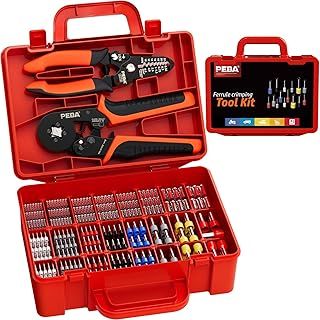 PEBA Ferrule Crimping Tool Kit, with 24 Sizes Purple Copper Ferrules, Self-Adjusting Ratchet Crimper for 0.25-10 mm² Wires - Pro Crimping Dies | Electrical Wiring, Industrial Maintenance, DIY Projects