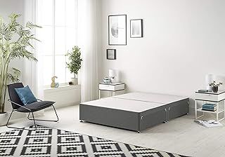 Bed Centre Bliss Grey Linen Divan Base with Optional Drawers and Headboard (3FT Single, No Drawers No Headboard)