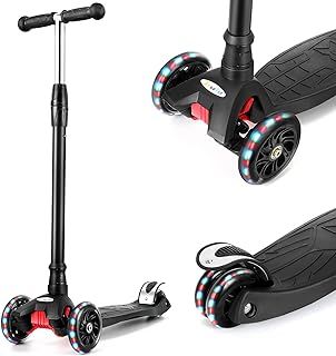 IMMEK Kids Scooter - 3 Wheels Kick Scooter for Children Girls & Boys Age 3-12 Year with Adjustable Height, LED Flashing Wheels, Anti-Slip Deck, Max Weight Load 50 kg