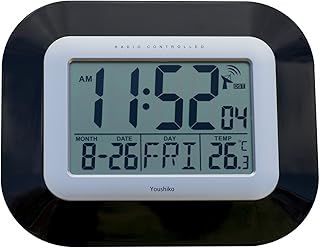 Radio Controlled LCD Wall Mountable and Desk Clock (UK & Ireland Version) Jumbo LCD (Black)