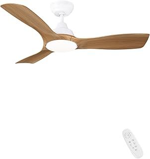 CJOY Ceiling Fans with Lights and Remote, 42 inch Ceiling Fan with 3 Blade, Quiet Reversible DC, Dimmable 3 CCT LED Memory, Sleep Mode 6 Speeds for Patio Living Room, Bedroom, Woodgrain