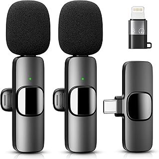 YRF Wireless Lavalier Microphone for iPhone - iPad, Android Phone, Mini Lapel Mic with Noise Reduction and Crystal Sound for Video Recording, Vlogging, TikTok, YouTube