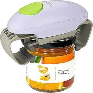 Chulovs Electric Jar Opener, Kitchen Gadget Strong Tough Automatic Jar Opener for New Sealed Jars,The Hands Free Jar Opener with Less Effort to Open (White)