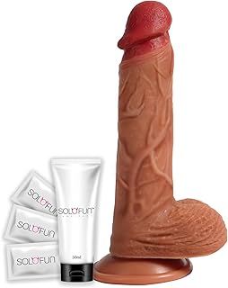 8.5 Inch Suction Cup Dildo - SoloFun Sex Toys for Women Realistic Huge Dildos with Strong Suction Cup Large Silicone Dildos with Balls for Hands-Free Play for Male or Female G-Spot & Anal Play