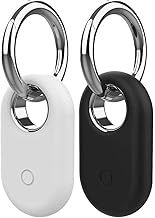 Smarttag2 Case Set, 2-Pack Silicone Smart Tag 2 Cases with Silver Keychain, Protective Cases for Samsung Smart Tag 2 - Ideal for Keys, Pets, and Luggage (1 White, 1 Black)
