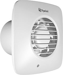 Xpelair DX100BHTS Simply Silent Bathroom Extractor Fan with Humidistat & Timer Control, Adjustable Twin Speed, Ghost Air Movement Technology for Quiet Running, 100mm (4″), Square – Cool White