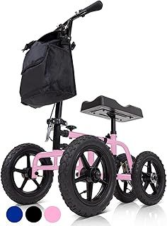 Vive Mobility All Terrain Knee Scooter - Knee Walker for Broken Leg, Foot, Ankle Injuries - Kneeling Quad Roller Cart - Orthopedic Seat Pad for Adult & Elderly