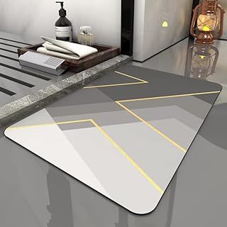 Soft Diatom Bath Mat Absorbs Water Quick Dry Pad Rugs Thin Nanofiber Diatomite Bath Mat Non-Slip Bathroom Floor Mat Washable Bathtub Shower Room Bedroom Kitchen Toilet Door Mat,60x40cm