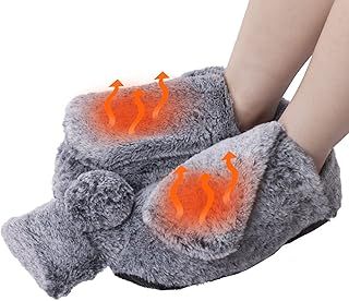 Heated Foot Warmer, 2 Litre Hot Water Bottle with Soft Plush Cover, Foot Warmers Hand Warmer for Men and Women, Anti-Slip Sole, Hot Water Bottle Pouch for Pain Relief