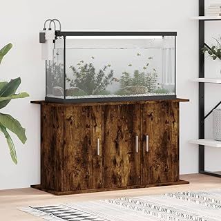 Aquarium Stand Fish Tank Cabinet Free Standing Side Cabinet with Open Storage Shelves for Home Living Room Smoked Oak 101x41x58 cm Engineered WoodOption 2