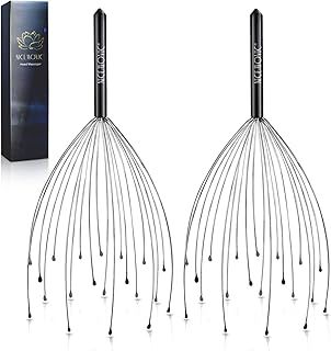 NICEMOVIC 2 Pack Head Scalp Massager, Stocking Fillers Stress Relief Relax Gifts for Women Men Adults, 20 Fingers Scalp Head Scratcher for Hair Stimulation Body Relaxing (Black & Black)