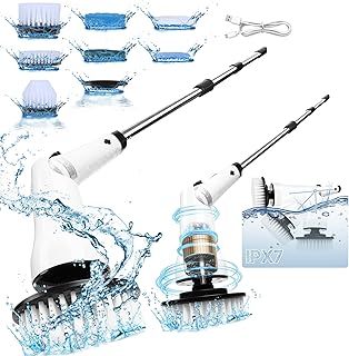 Electric Spin Scrubber 2025 - Upgraded Power Scrubber with 3 Angle Adjustments & 8 Replaceable Brush Heads | Ideal for Floors & More