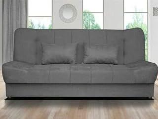 Amazing Sofas NEW LARGE CLICK CLACK SOFA BED FABRIC WITH STORAGE 3 SEATER DOUBLE BED WERSALKA (Dark Grey)