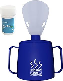 Medisure Steam Inhaler Cup with Menthol Crystals (5g), Steam Inhaler for Colds, Coughs, Flu and Blocked Nose Relief - Suitable for Adult and Kids