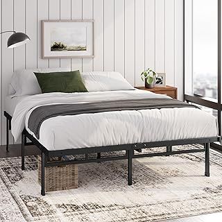 Zinus Justin King size Bed frame - Bed 150x200 cm - 36cm Height - Metal bed frame with Underbed storage and steel slat support - Black