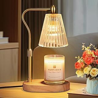 Loowoko Candle Warmer Lamp with Timer Dimmer, Adjustable Height, Electric Wax Warmer Vintage Home Decor, Gifts for Mom, Candle Melter Light for Scented Jar Candles Yellow