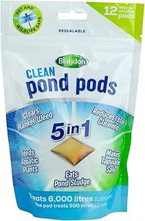 Blagdon Clean Pond Pods, Clears Blanket Weed, Reduces Filter Cleaning, Feeds Aquatic Plants, Eats Pond Sludge, Removes Chlorine, Makes Tap Water Safe, Pet & Wildlife Safe (pack of 12 pods)