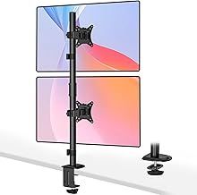 WORLDLIFT Dual Monitor Stand Vertical Stack for 2 Screens up to 35 Inches, Height Adjustable Monitor Desk Mount with Weight Capacity 26.5 lbs, VESA 100 x 100 and 75 x 75 mm