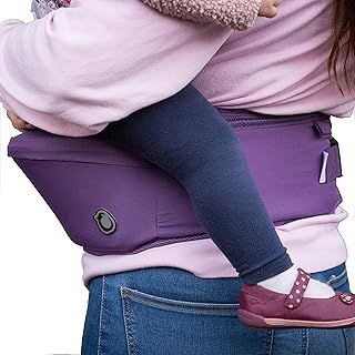 Hippychick Hipseat Baby Carrier, Lightweight Back-Saving Support Waist Stool, Adjustable Strap, Can Carry Baby/Toddler Between 6-36 Months, Purple