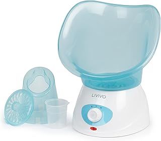 LIVIVO Facial Face Spa Steamer Inhaler with Aromatherapy Diffuser and Dual Nose-Cones Kit Set - Ideal to Use on Open Pores for Removal of Dirt Acne Pimples etc (Blue)