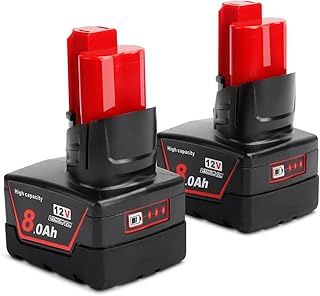 2 Pack M12 12V 8.0Ah Replacement Battery for Milwaukee M12 XC Cordless Tools,8000mAh High Capacity Lithium-ion Battery Compatible with 48-11-2401 48-11-2402 48-11-2411 48-11-2420 48-11-2460