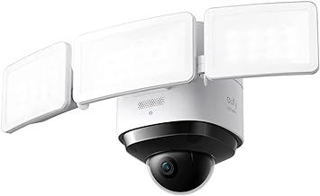 eufy Security Floodlight Cam 2 Pro, 360-Degree Pan and Tilt Coverage, 2K Full HD, Smart Lighting, Weatherproof, On-Device AI Subject Lock and Tracking, No Monthly Fee(Renewed)