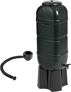 CHARLES BENTLEY 100L, Slimline, Garden, Plastic Water Butt Set, Including Tap With Stand, Filler Kit, Black, Rain Saver, Lockable Lid, 4 Part Stand, 100 Litre Capacity, Space Saving (95x40.5x40.5cm)